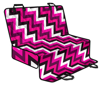 Black and Pink Zigzag Pattern Car Seat Covers - Abstract Art, Backseat Pet Protector, Fun Car Accessories