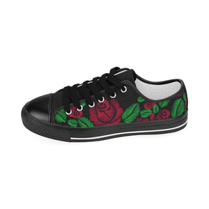 Black Rose Womens Low Top Sneakers, High Quality,Handmade Crafted,Spiritual, Spiritual, Canvas Shoes
