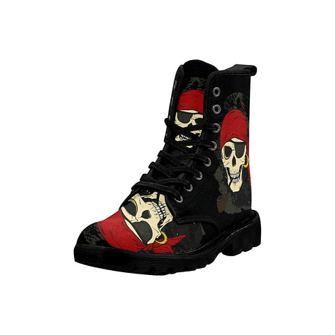 Image of Black Skull Womens Boot, Combat Style Boots, Custom Boots,Boho Chic Boots,Spiritual ,Comfortable Boots