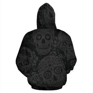 Black Sugar Skull Fashion Wear,Fashion Clothes,Handmade Hoodie,Floral,Pullover Hoodie,Hooded Sweatshirt,Hoodie Sweatshirt