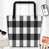 Black & White Buffalo Plaid Multicolored Strap Large Tote Bag, Weekender Tote/ Hospital Bag/ Overnight/ Graphic/ Shopping Bags, Canvas Tote