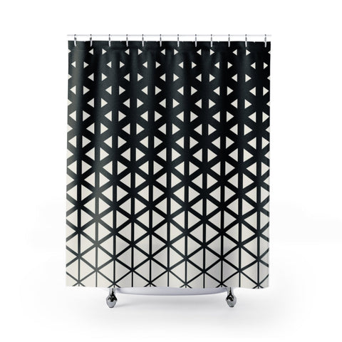 Image of Black & White Geometric Triangle Shower Curtains, Water Proof Bath Decor | Spa |