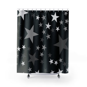 Black White Star Shower Curtains, Water Proof Bath Decor | Spa | Bathroom Style
