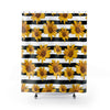 Black & White Stripe Sunflower Shower Curtains, Water Proof Bath Decor | Spa |