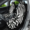 Zebra Striped Car Seat Covers, Black & White Front Seat Protectors Pair, Auto