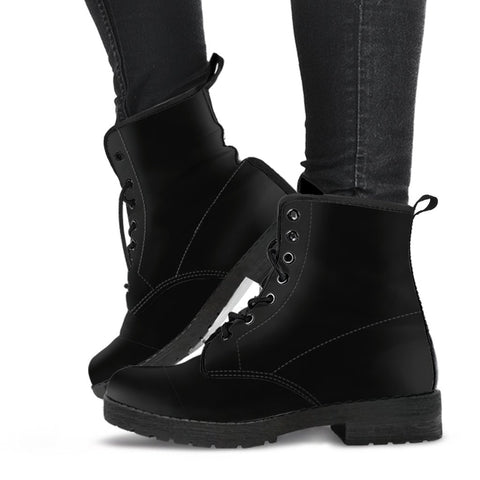 Image of Black Chic: Women's Vegan Leather Boots, Women's Winter Boots, Comfortable Rain