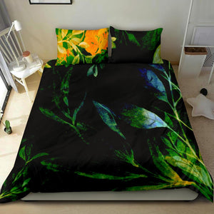 Black Yellow Floral Abstract Bed Set,Bedding Coverlet, Doona Cover, Printed Duvet Cover, Comforter Cover