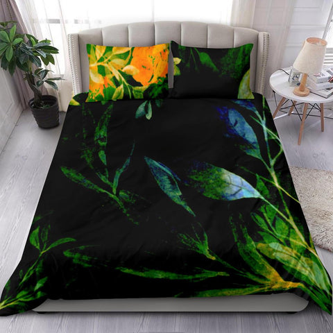 Image of Black Yellow Floral Abstract Bed Set,Bedding Coverlet, Doona Cover, Printed Duvet Cover, Comforter Cover