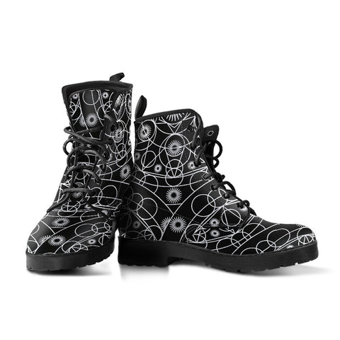 Image of Black Geometric Women's Boots: Vegan Leather, Premium Boots, Retro