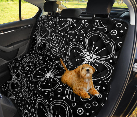 Image of Black Floral and Leaves Pattern Car Seat Covers , Abstract Art, Backseat Pet