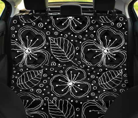 Image of Black Floral and Leaves Pattern Car Seat Covers , Abstract Art, Backseat Pet