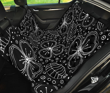 Black Floral and Leaves Pattern Car Seat Covers , Abstract Art, Backseat Pet