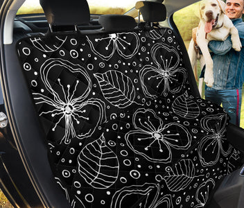 Black Floral and Leaves Pattern Car Seat Covers , Abstract Art, Backseat Pet