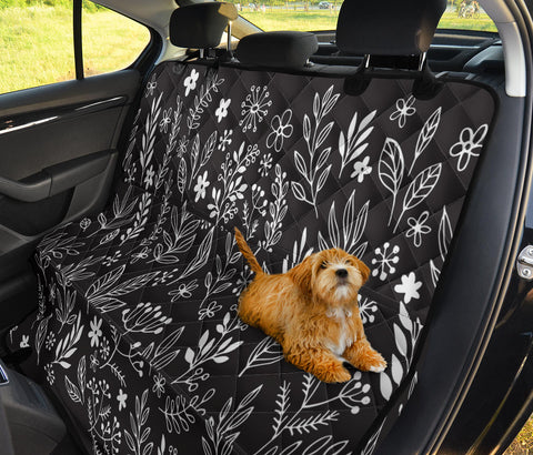 Image of Elegant Black Floral Pattern Car Seat Covers , Abstract Art, Backseat Pet