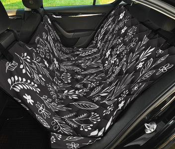 Elegant Black Floral Pattern Car Seat Covers , Abstract Art, Backseat Pet