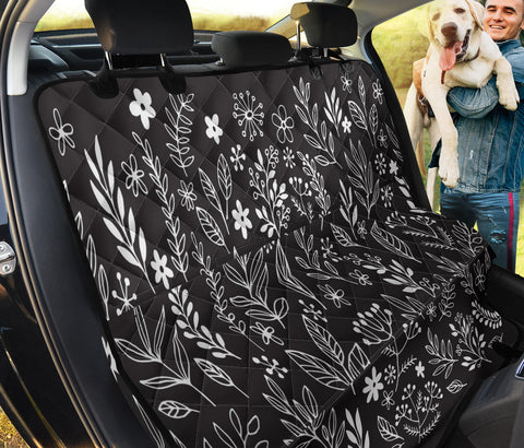 Image of Elegant Black Floral Pattern Car Seat Covers , Abstract Art, Backseat Pet