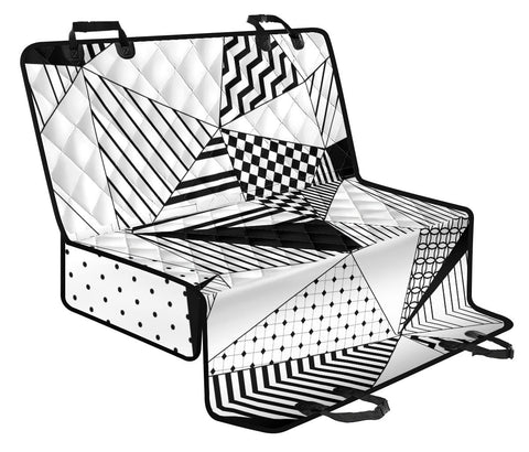 Image of Black White Abstract Geometric Triangle Car Seat Pet Covers, Backseat Protector,