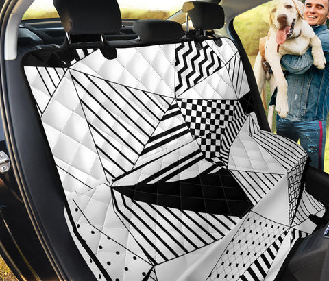 Image of Black White Abstract Geometric Triangle Car Seat Pet Covers, Backseat Protector,
