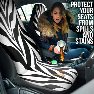 Black White Zebra Pattern Car Seat Covers, Front Seat Protectors, Wild Animal