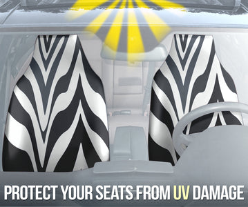Black White Zebra Pattern Car Seat Covers, Front Seat Protectors, Wild Animal
