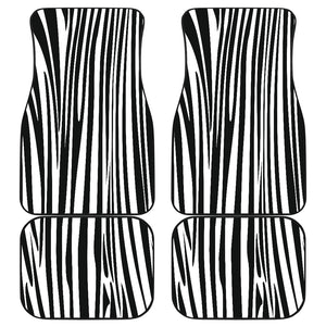 Black white stripe zebra Car Mats Back/Front, Floor Mats Set, Car Accessories