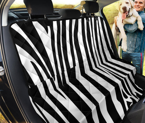 Image of Black and White Zebra Stripe Car Seat Covers - Abstract Art, Backseat Pet Protector, Stylish Car Accessories