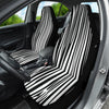 Zebra Stripe Pattern, Black & White Car Seat Covers, Pair of Front Seat