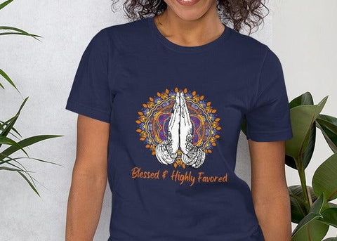 Image of Blessed & Highly Favored Mandala Praying Hands Unisex t,shirt, Mens, Womens,