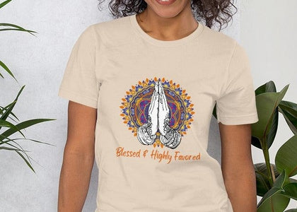 Blessed & Highly Favored Mandala Praying Hands Unisex t,shirt, Mens, Womens,