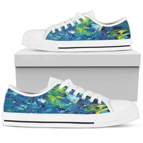 Image of Blue Abstract Colorful Multi Colored, Streetwear, High Quality,Handmade Crafted,Spiritual, Boho,All Star,Custom Shoes,Women's Low Top