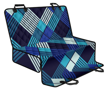 Blue Abstract Stripes Plaid Pet Car Seat Covers - Backseat Protector, Artistic Car Accessories