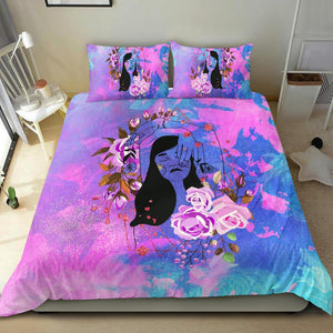 Blue And Pink Floral Woman Doona Cover,Duvet Cover,Multi Colored,Quilt Cover,Bedroom Set,Bedding Set,Pillow Cases Bedding Set, Comforter