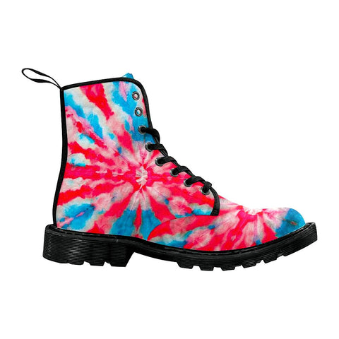 Image of Blue And Pink Tie Dye Womens Boots, Rain Boots,Hippie,Combat Style Boots,Emo Punk Boots,Goth Winter