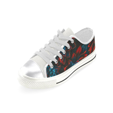 Image of Blue And Red Flower Spiritual Low Tops, Canvas Shoes,High Quality, Boho, Streetwear Multi Colored, Low Tops