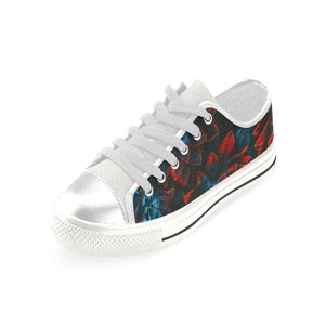 Blue And Red Flower Spiritual Low Tops, Canvas Shoes,High Quality, Boho, Streetwear Multi Colored, Low Tops