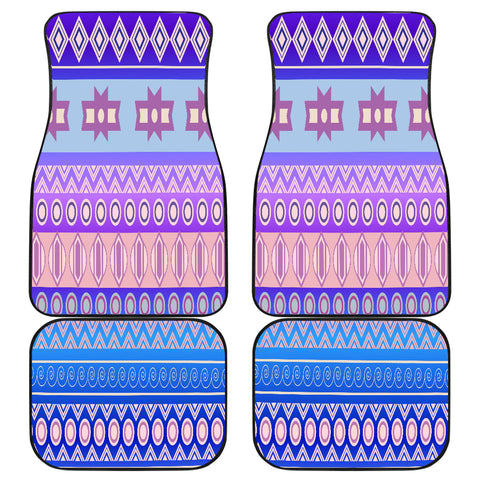 Image of Blue Aztec Tribal Ethnic Pattern Car Mats Back/Front, Floor Mats Set, Car