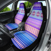 Aztec Tribal Blue Car Seat Covers, Ethnic Pattern Front Seat Protectors Pair,