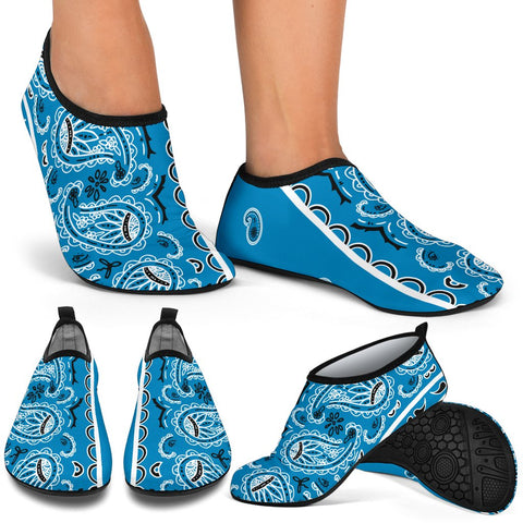 Image of Blue Bandana Water Slip On Shoes,Top Shoes,Training Shoes, Casual Shoes, Womens, Athletic Sneakers,Kicks Sports Wear, Low Tops