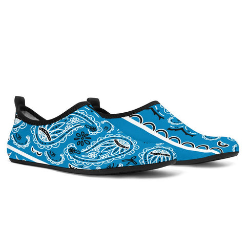 Image of Blue Bandana Water Slip On Shoes,Top Shoes,Training Shoes, Casual Shoes, Womens, Athletic Sneakers,Kicks Sports Wear, Low Tops