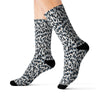 Blue Black Multicolored Leopard Print Long Sublimation Socks, High Ankle Socks,