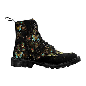 Blue Butterfly Explosion Womens Boots, Comfortable Boots,Decor Womens Boots,Combat Boots Custom Boot