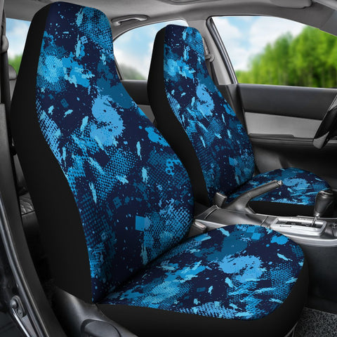 Image of Blue Camouflage 2 Front Car Seat Covers Car Seat Covers,Car Seat Covers Pair,Car Seat Protector,Car Accessory,Front Seat Covers