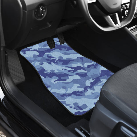 Image of Blue Camouflage Camo Car Mats Back/Front, Floor Mats Set, Car Accessories