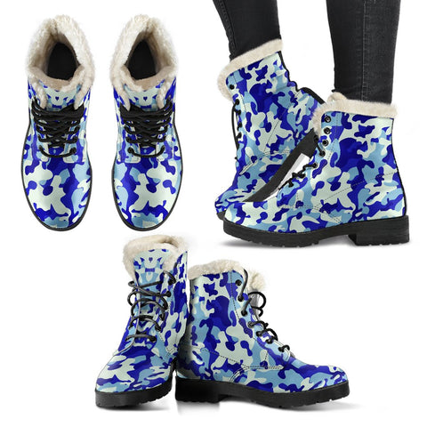 Image of Blue Camouflage Combat Style Boots, Classic Boot, Custom Boots,Boho Chic boots,Spiritual ,Comfortable Boots,Decor Womens Boots