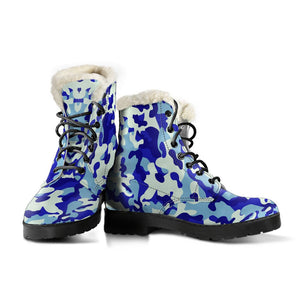 Blue Camouflage Combat Style Boots, Classic Boot, Custom Boots,Boho Chic boots,Spiritual ,Comfortable Boots,Decor Womens Boots