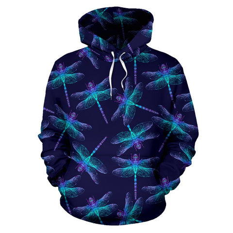 Image of Blue Colorful Dragonfly Fashion Wear,Fashion Clothes,Handmade Hoodie,Floral,Pullover Hoodie,Hooded Sweatshirt,Hoodie Sweatshirt,Sweatshirt