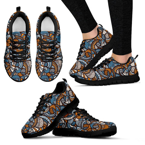 Image of Blue Colorful Mosaic Low Top Shoes, Casual Shoes, Womens, Top Shoes,Running Athletic Sneakers,Kicks Sports Wear, Shoes Mens, Kids Shoes