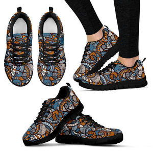 Blue Colorful Mosaic Low Top Shoes, Casual Shoes, Womens, Top Shoes,Running Athletic Sneakers,Kicks Sports Wear, Shoes Mens, Kids Shoes