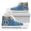 Blue Colorful Paisley Peace Sign High Tops Sneaker,Spiritual,Multi Colored,High Quality,Handmade Crafted,Streetwear,All Star,Custom Shoes