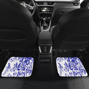 Blue Doodle paisley pattern Car Mats Back/Front, Floor Mats Set, Car Accessories